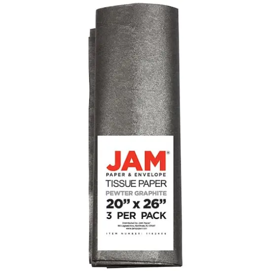 JAM Paper Shimmer Tissue Paper, 3 Sheets Pewter graphite gray {1}