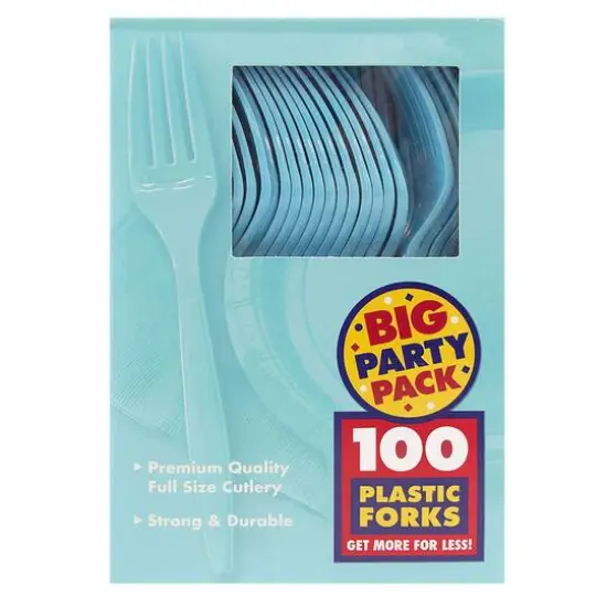 JAM Paper Premium Plastic Forks, 100ct. Aqua {3}
