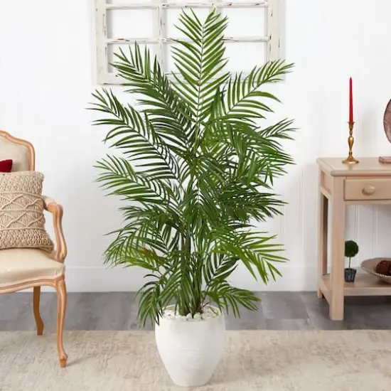 5ft. Areca Palm Artificial Tree in White Planter {3}