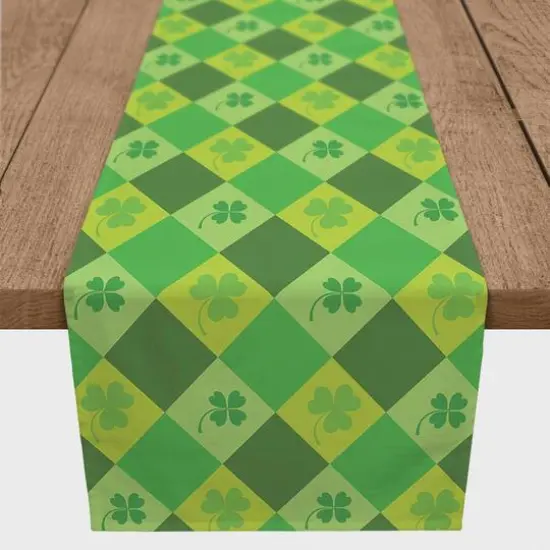 St. Patrick's Day Diamond Argyle Clover Twill Table Runner {1}