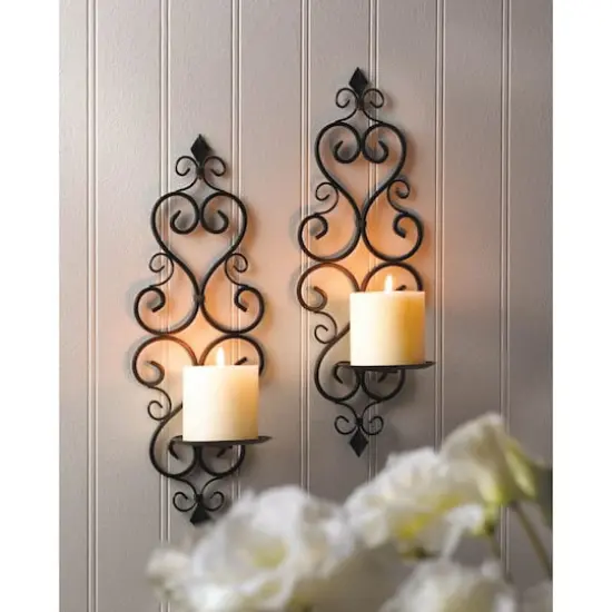 15.75" Fleur-De-Lis Candle Wall Sconce, 2ct. {3}