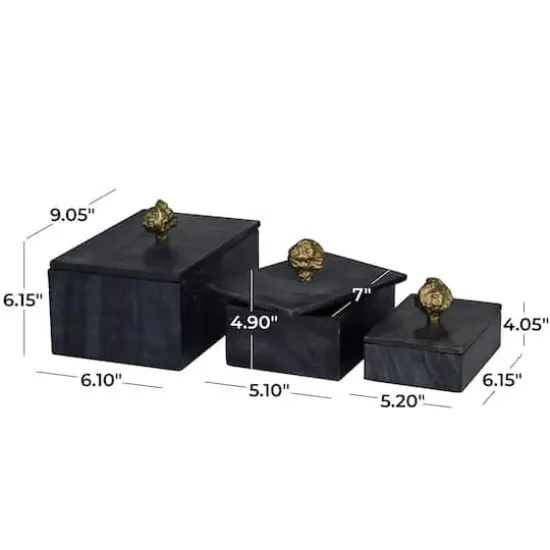 Black Marble Box with Gold Finial Set  {6}