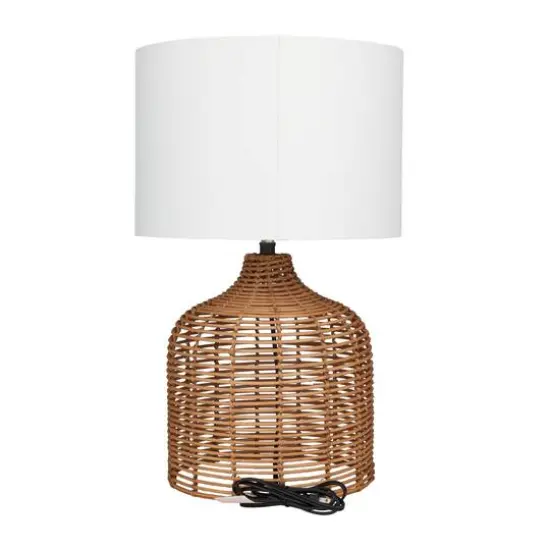 Brown Polyester Natural Table Lamp, 25" x 15" x 15" {7}