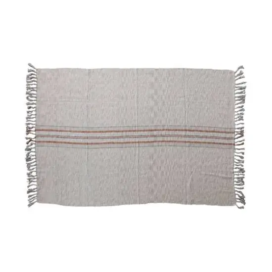 Hello Honey&reg; 60" Striped Woven Cotton & Linen Throw with Fringe {1}