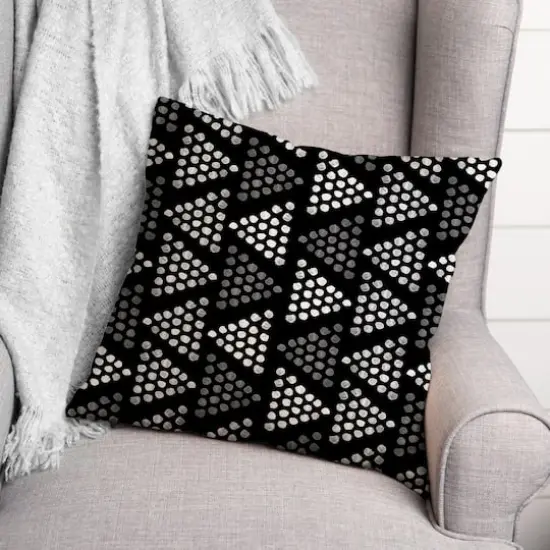 Triangles Throw Pillow Black {3}