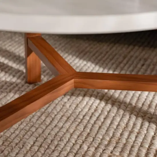 Faux White Marble & Acorn Mid-Century Modern Round Coffee Table {6}