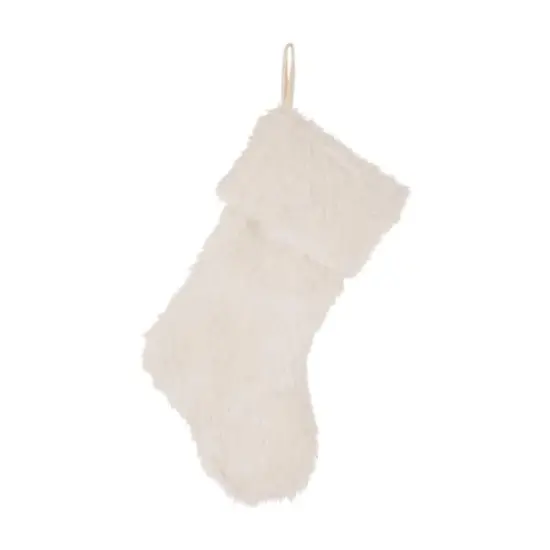 Glitzhome&reg; 21" White Plush Christmas Stocking {1}
