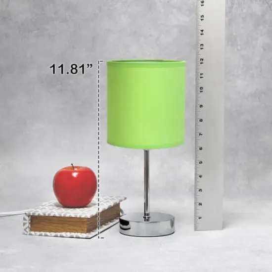 Creekwood Home Nauru 12" Brushed Nickel Petite Metal Stick Table Lamp Green {5}