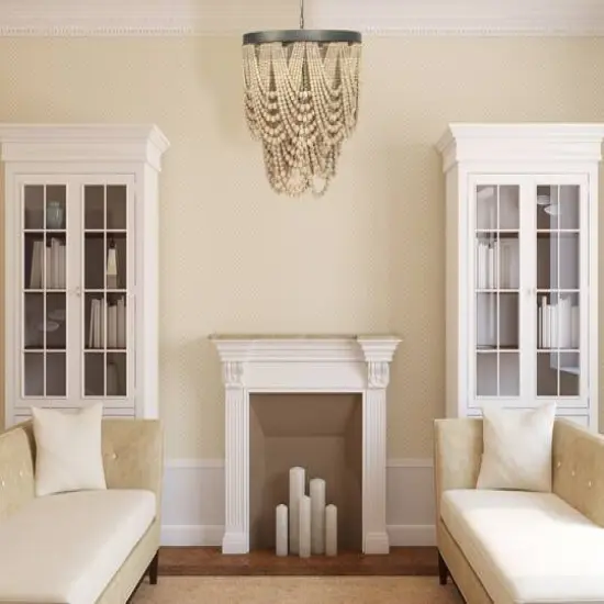 Hello Honey&reg; 27.5" 2-Tier Draped Wood Bead Chandelier Brown {4}