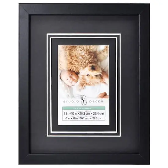 Expressions&trade; 4" x 6" Black Frame with Double Mat by Studio D&eacute;cor&reg; {1}