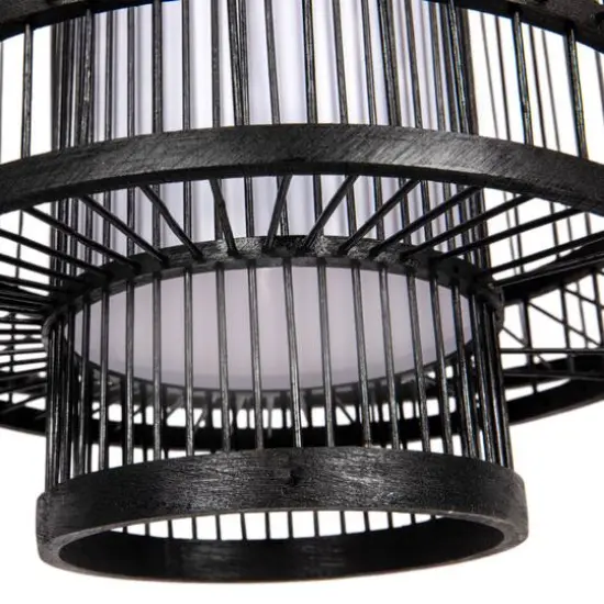 Hello Honey&reg; 19.5" Boho Tiered Bamboo Chandelier Black {9}