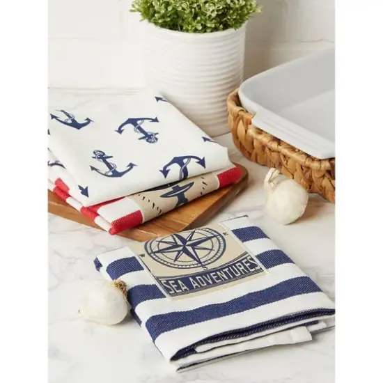 DII&reg; Red, White & Blue Maritime Dishtowel, 3ct. {9}