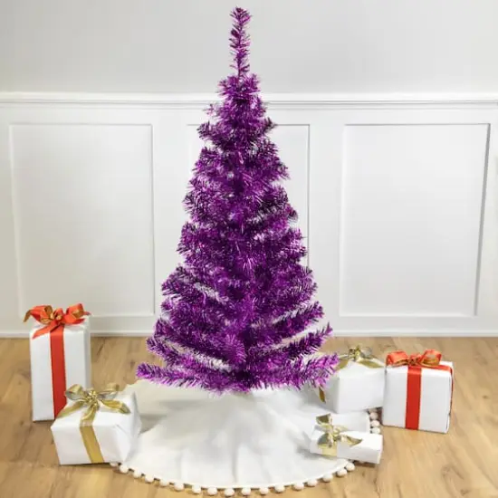 4ft. Unlit Purple Tinsel Artificial Christmas Tree {3}