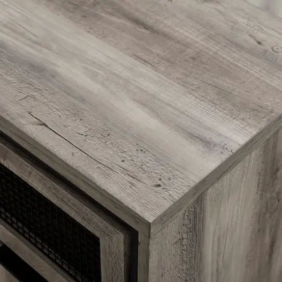 Walker Edison Gray Wash Mesh Metal Accent Cabinet {6}