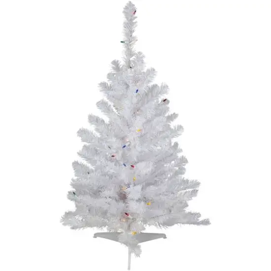 3ft. Pre-Lit Snow White Artificial Christmas Tree, Multicolor Lights {1}