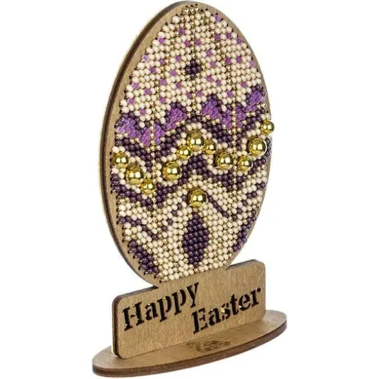 Wonderland Crafts Purple & Gold Easter Egg Bead Embroidery on Wood Kit {4}