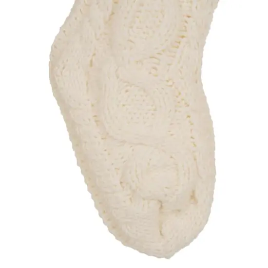 Glitzhome&reg; 24" White Knited Christmas Stocking {5}