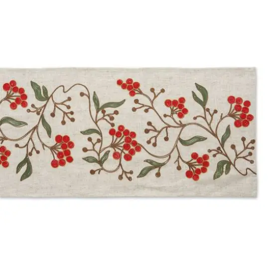 Winter Berries Embroidered Table Runner 14" x 70" {3}