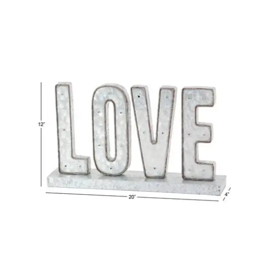 20" Gray Metal Love Decorative Sign {6}