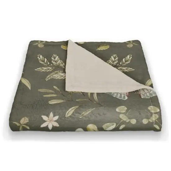 Butterfly Pattern Coral Fleece Blanket Forest Green {3}