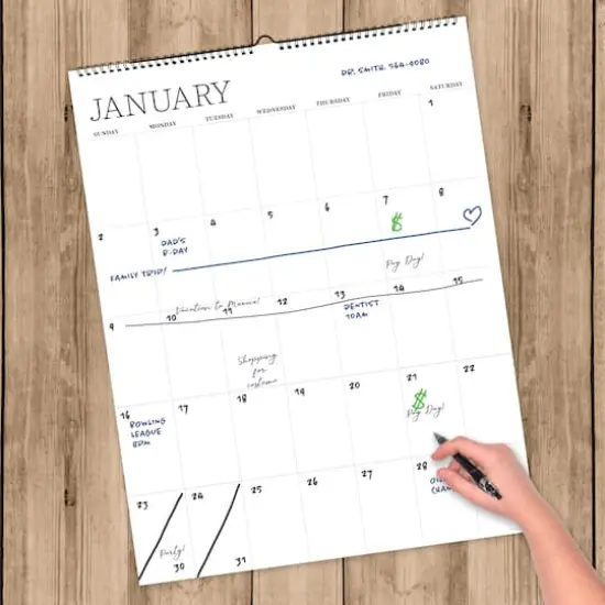 TF Publishing Undated Dry Erase Large Wired Hanging Vertical Wall Calendar {5}