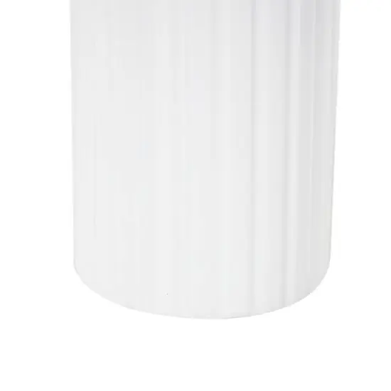 White & Brown Grooved Texture Metal & Wood Vase Set {6}