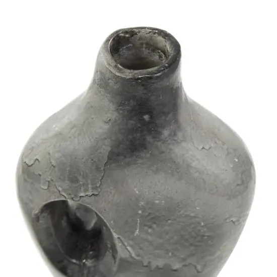 Gray Paper Mache Marble Inspired Decorative Vase with Cutout Handle {9}