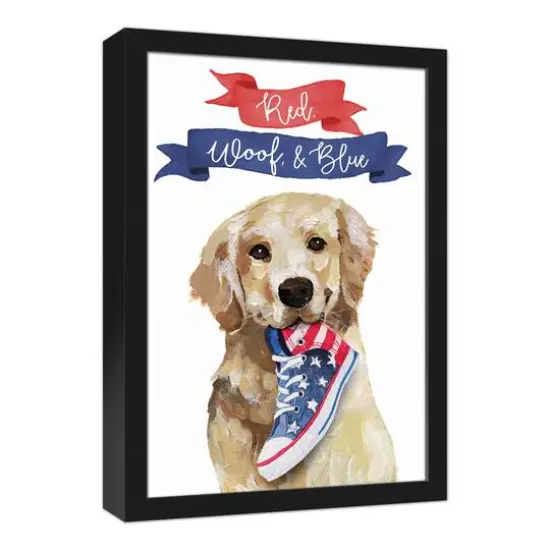 Red Woof and Blue Pup Black Framed Canvas {3}