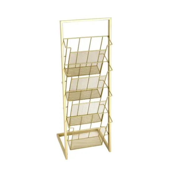 Gold Contemporary Tabletop Metal Magazine Rack {1}