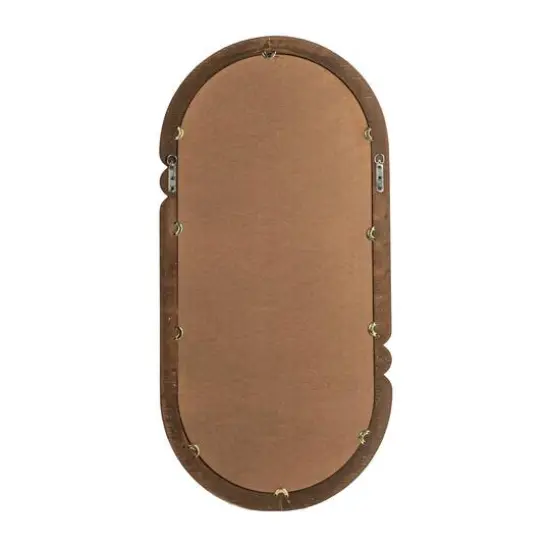 44" Black Oval Wood-Framed Mirror with Curved Border {6}