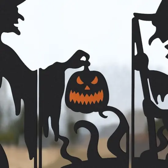 Glitzhome&reg; 34.5" Halloween Metal Silhouette Witches With Cauldron Yard Stake Set {4}