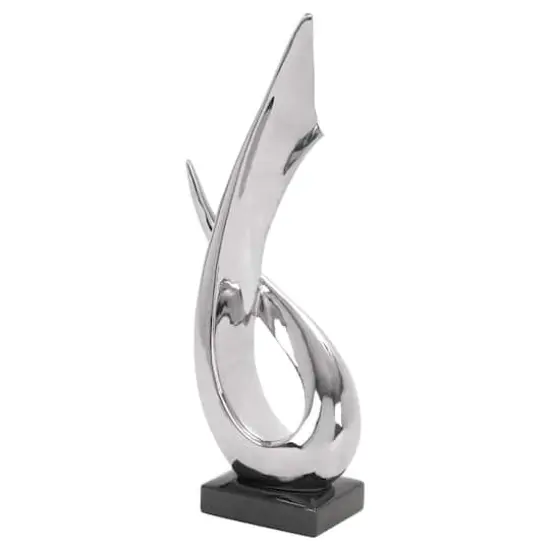 17" Silver Ceramic Abstract Loop Sculpture {1}