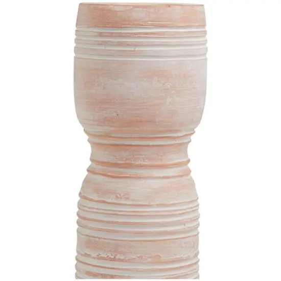 Whitewashed Ribbed Terracotta Candle Holder Set {5}