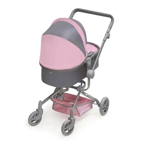 Badger Basket Gray & Pink Daydream Multi-Function Single Doll Pram & Stroller {9}