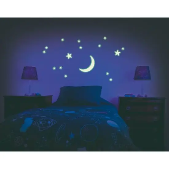 Glow-In-The-Dark Crescent Moon & Stars Set {4}