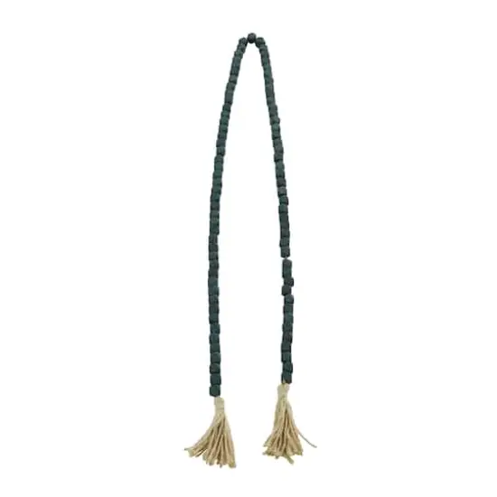 80" Bohemian Mango Wood Beads with Tassels Garland Green {5}