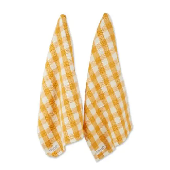 DII® Checker Washed Waffle Dish Towels, 2ct. Butterscotch {1}