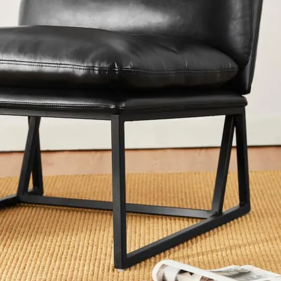 Glitzhome&reg; Modern Thick Leatherette Accent Chair Black {8}