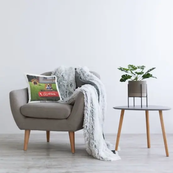 Stupell Industries Doghouse Rental Bowtie Humorous Backyard Corgi Throw Pillow, 18" x 18" {3}