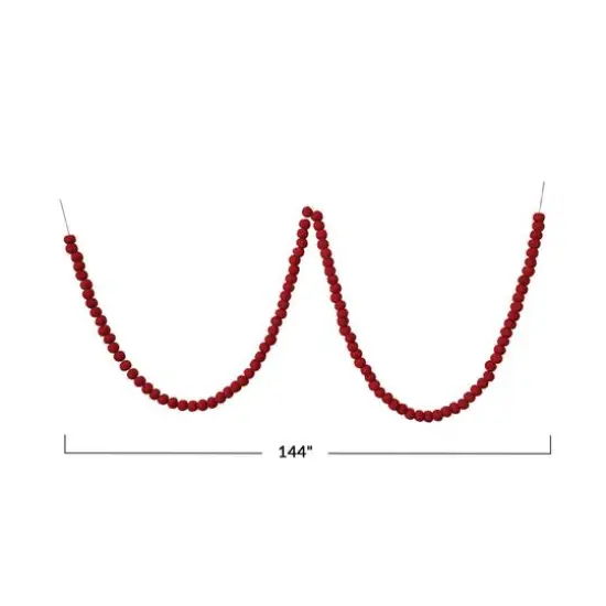 Hello Honey&reg; 12ft. Handmade Wool Felt Ball Garland in Printed Drawstring Bag Red {6}
