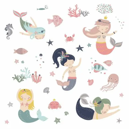 RoomMates Sweet Pastel Mermaids Peel & Stick Wall Decals {1}