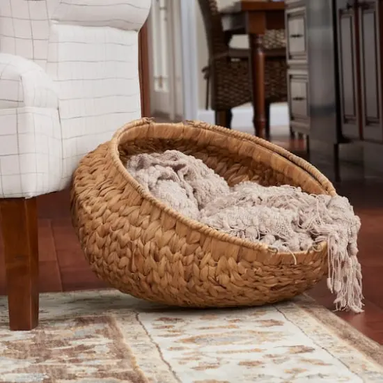 Household Essentials Round Woven Basket with Handles {3}