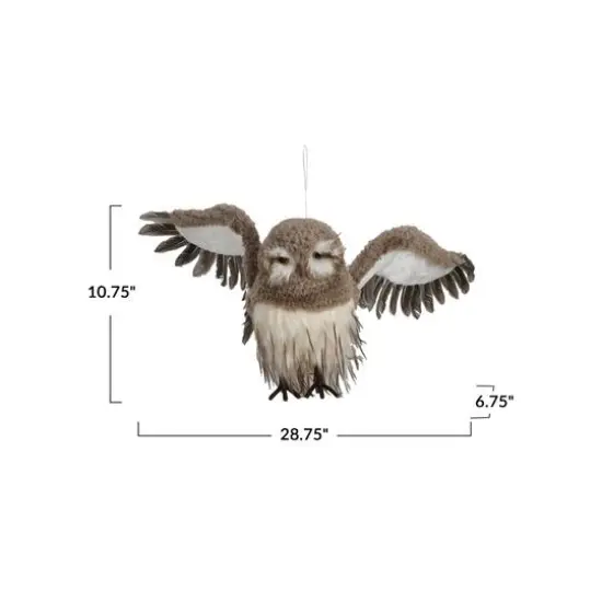 Hello Honey&reg; 10.75" Brown Faux Fur & Feather Flying Owl Ornament {9}