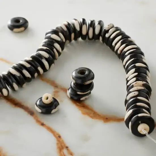 Brown & White Bone Rondelle Beads by Bead Landing&reg; {3}