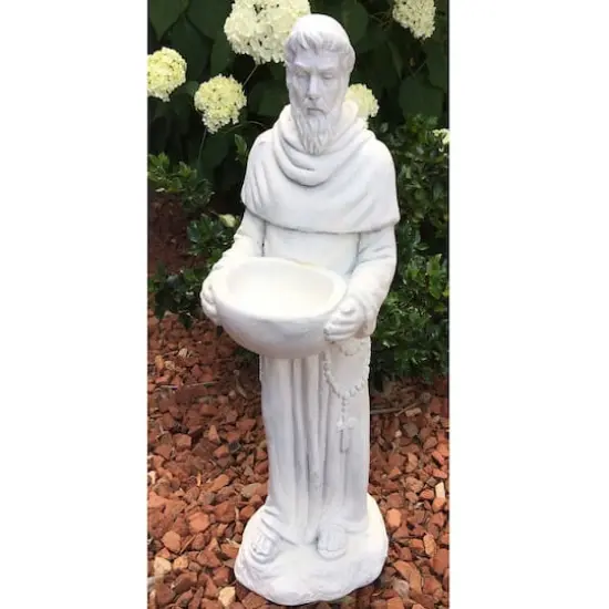 Santa's Workshop 22.5" Antique White Cold Cast St. Francis Statue {3}