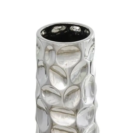 3ft. Silver Ceramic Geometric Bubble Vase with Concaved Circles {7}