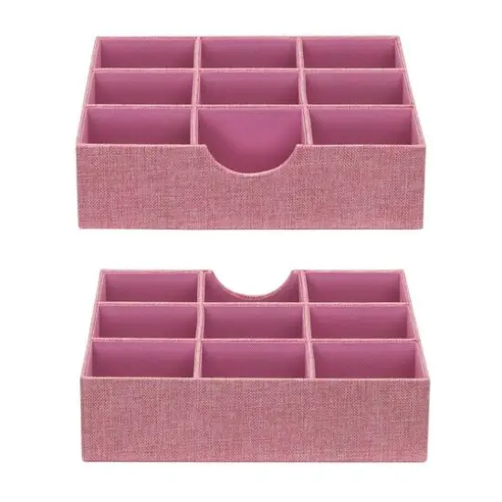 Household Essentials 9-Compartment Drawer Organizers, 2ct. Pink {7}