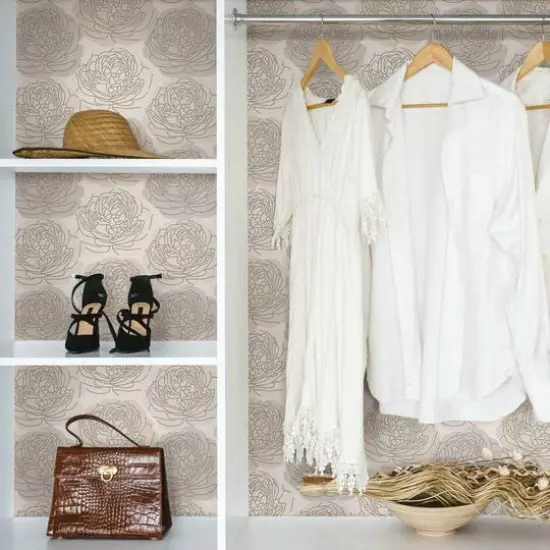 RoomMates Bed of Roses Peel & Stick Wallpaper Taupe/Gray {4}