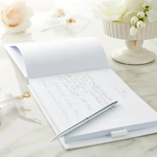 White & Silver Guest Book & Pen Set by Celebrate It&trade; {3}