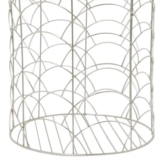 CosmoLiving by Cosmopolitan Silver Metal Storage Basket with Faux Leather Handles Set of 3 16", 14", 12" {5}